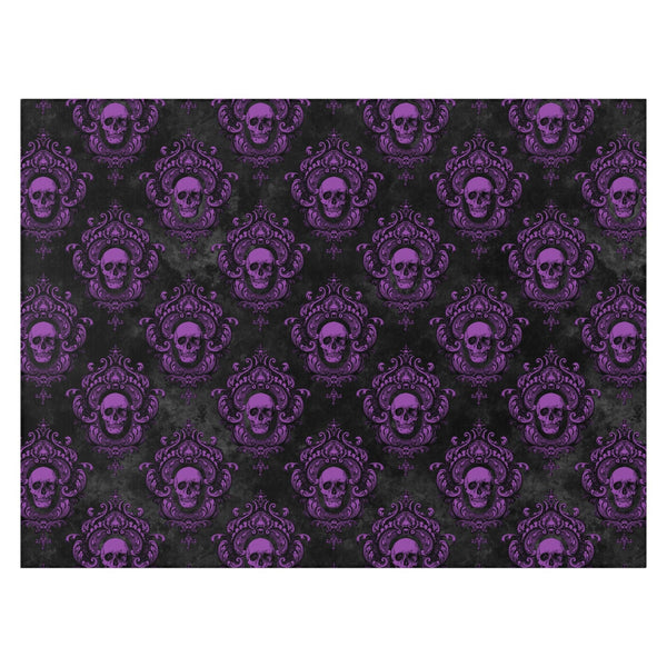 Gothic Purple Skulls, Victorian Glam Goth Anti-Slip Accent Rug