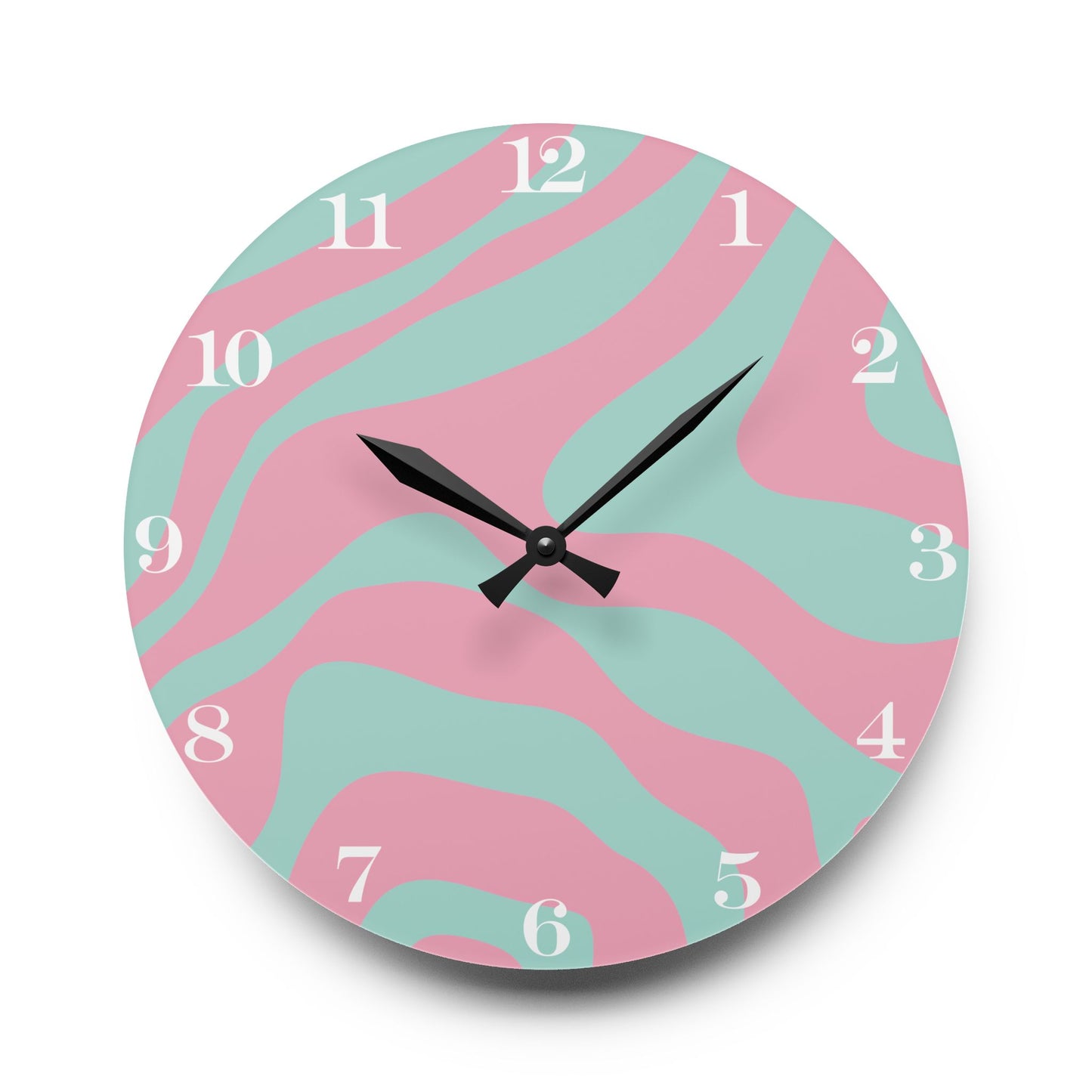 Groovy 60s Hippie Swirl 50s Pink & Green Mid Century Mod Acrylic Wall Clock