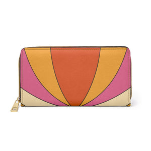 Groovy 60s Retro Mid Century Mod Orange, Pink & Yellow Zipper Wallet
