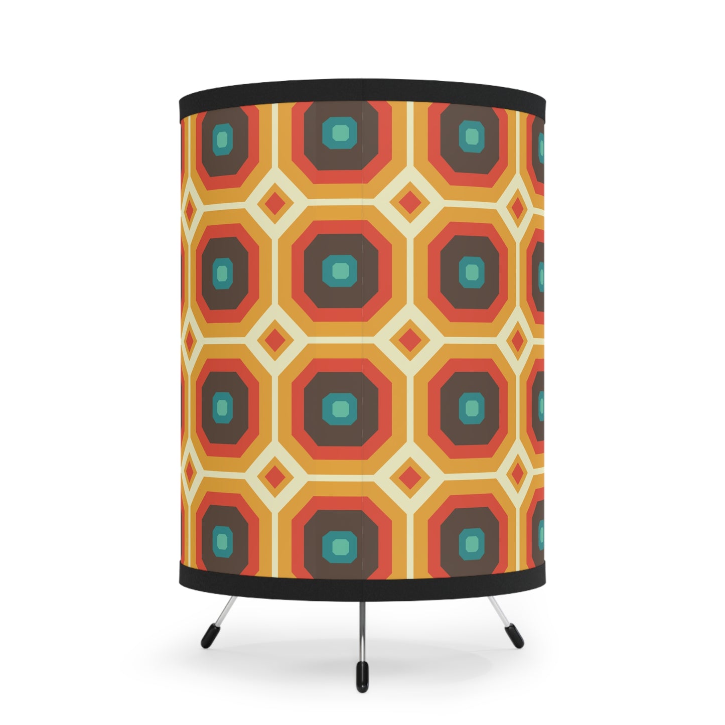 Retro 60s 70s Funky Mid Century Mod Orange & Brown Tabletop Accent Lamp