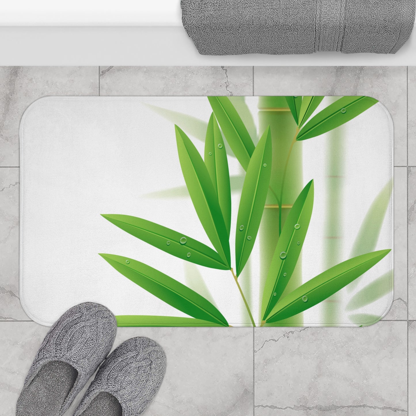 Bamboo Print Botanical Bath Mat