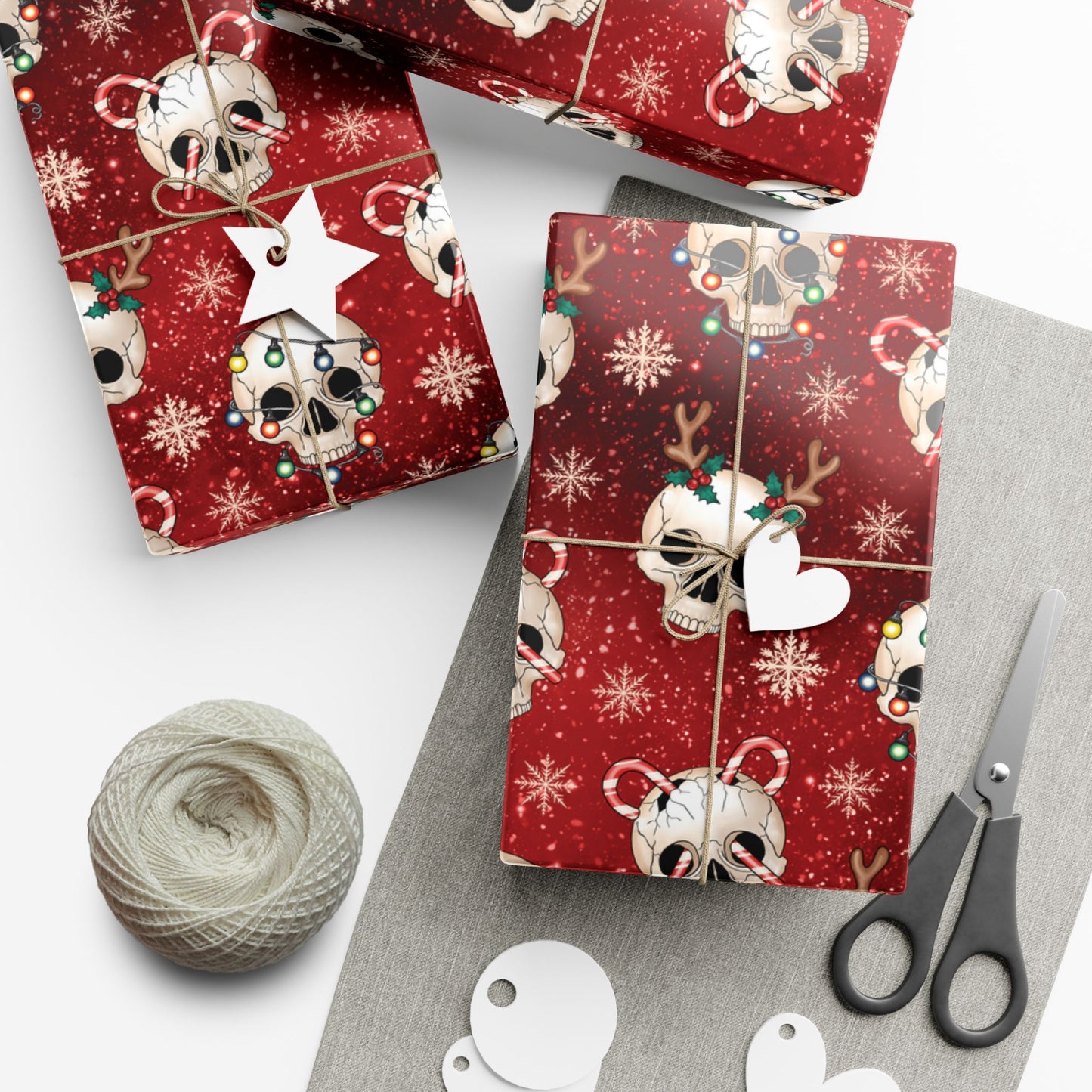 Goth Christmas Skulls Festive Red Creepmas Eco-Friendly Gift Wrap
