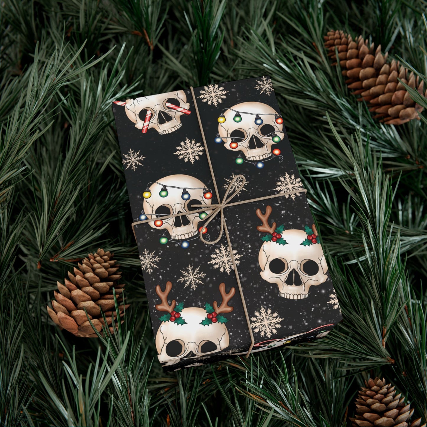 Goth Christmas Skulls, Gothmas & Creepmas Black Eco-Friendly Holiday Gift Wrap