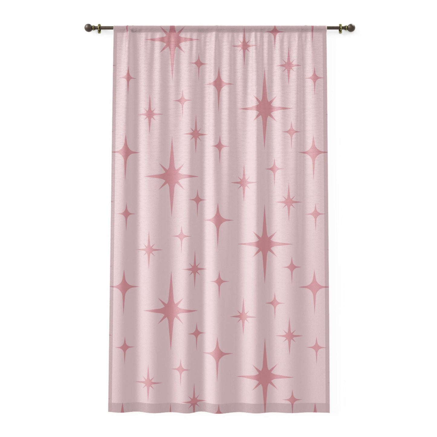 Retro 50s Pink Atomic Starburst Mid Century Modern Sheer Window Curtain | lovevisionkarma.com