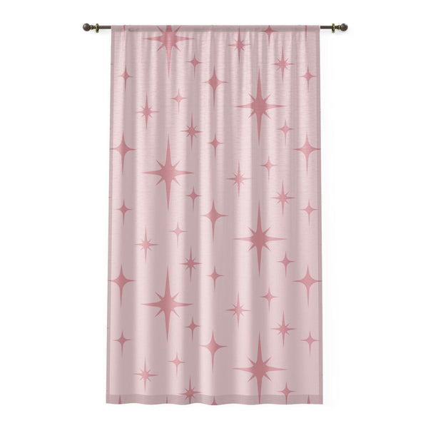 Retro 50s Pink Atomic Starburst Mid Century Modern Sheer Window Curtain