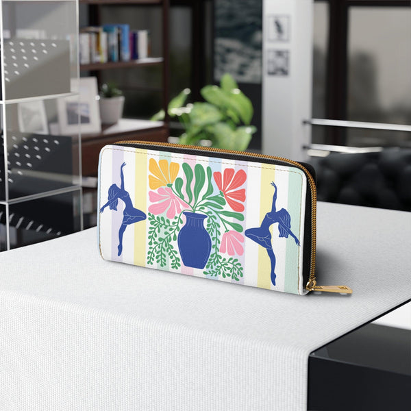 Retro Florals & Women Silhouettes Dual Design Matisse Inspired Zipper Wallet | lovevisionkarma.com