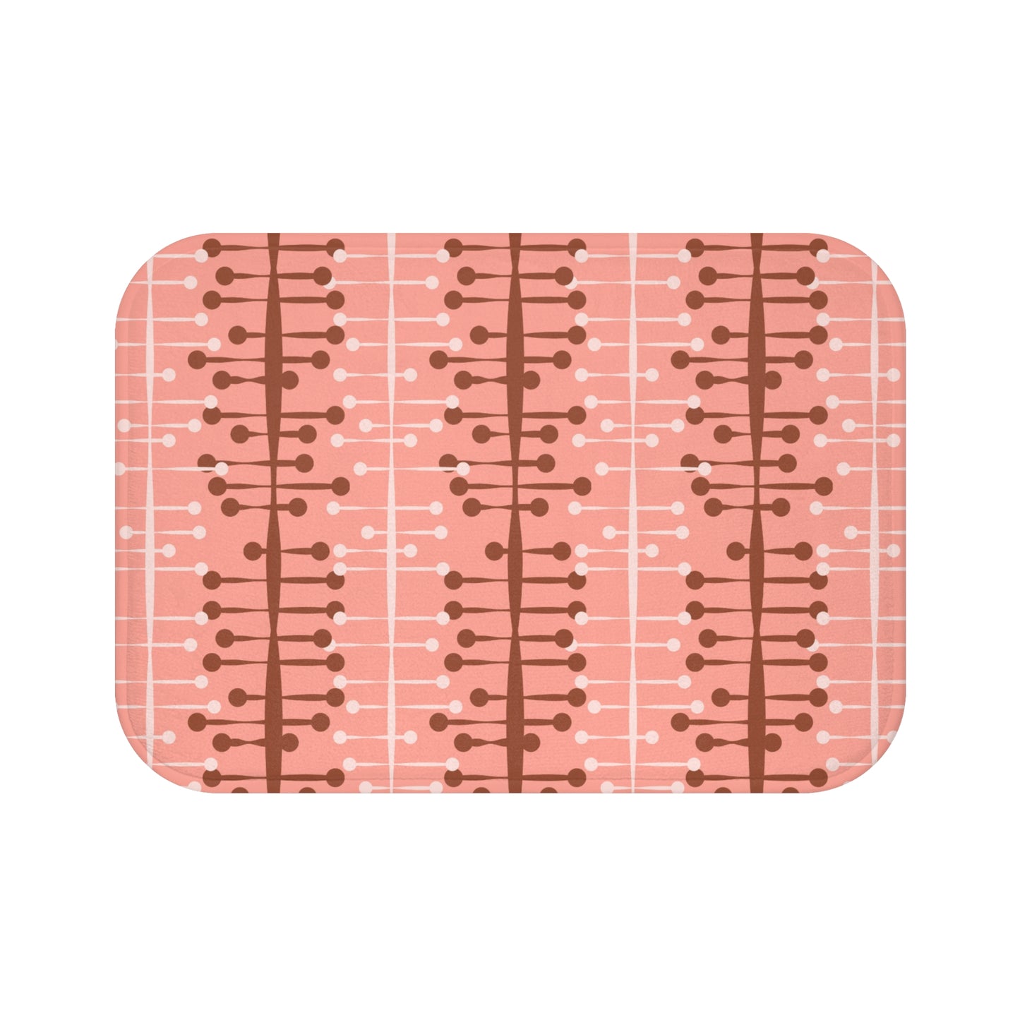 1950's Mid Century Mod Retro Lines Pink Bath Mat