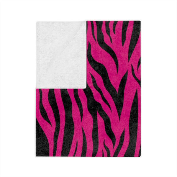 Pink Tiger Stripe Animal Print Velveteen Minky Blanket