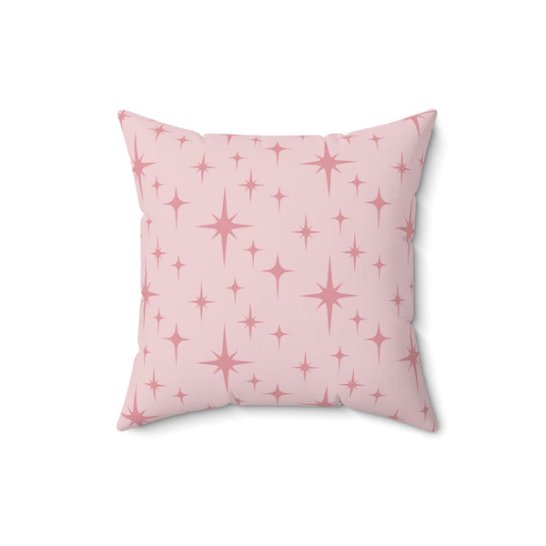 Retro 50s Pink Atomic Starburst Mid Century Modern Throw Pillow