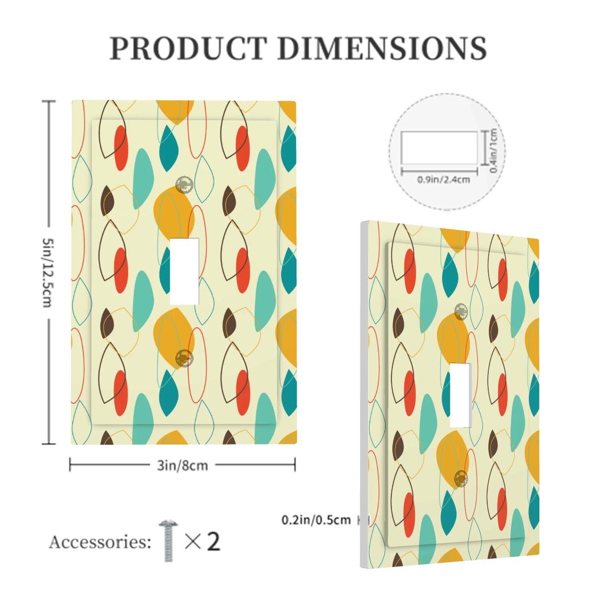 Retro 50s Atomic Abstract Mid Century Modern Multicolor Single Toggle Light Switch Cover (1-Gang Wall Plate)