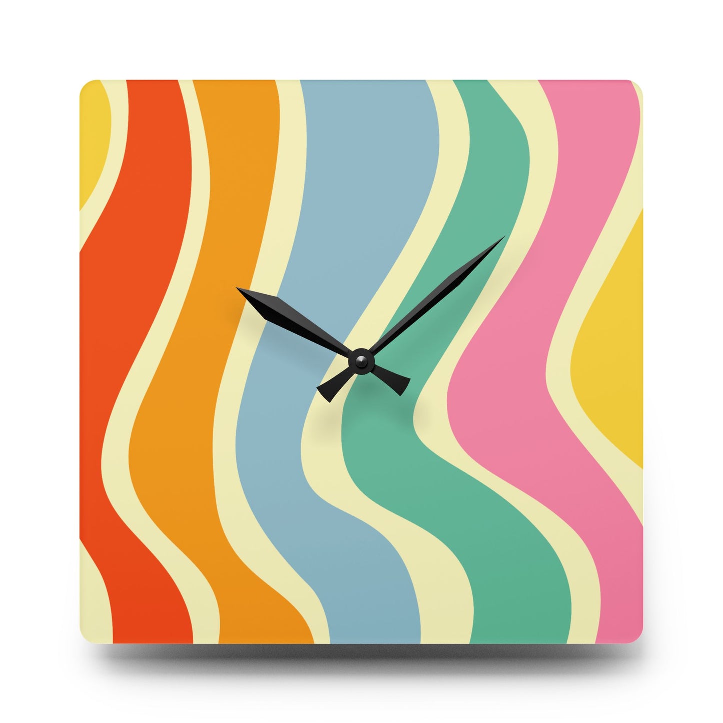 Groovy 60's Hippie Psychedelic Multicolor Mid Century Mod Acrylic Wall Clock