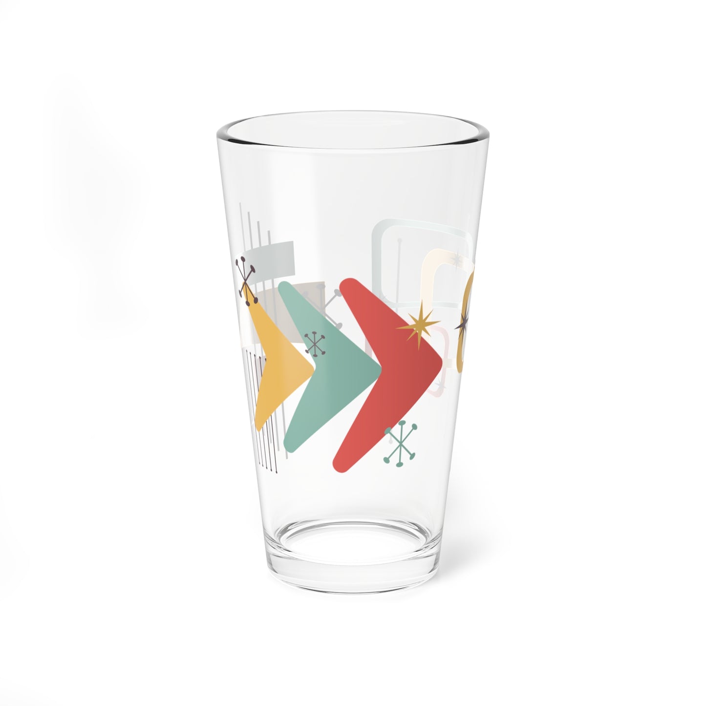 Retro 50s Atomic Age Mid Century Mod Multicolor Pint Glass