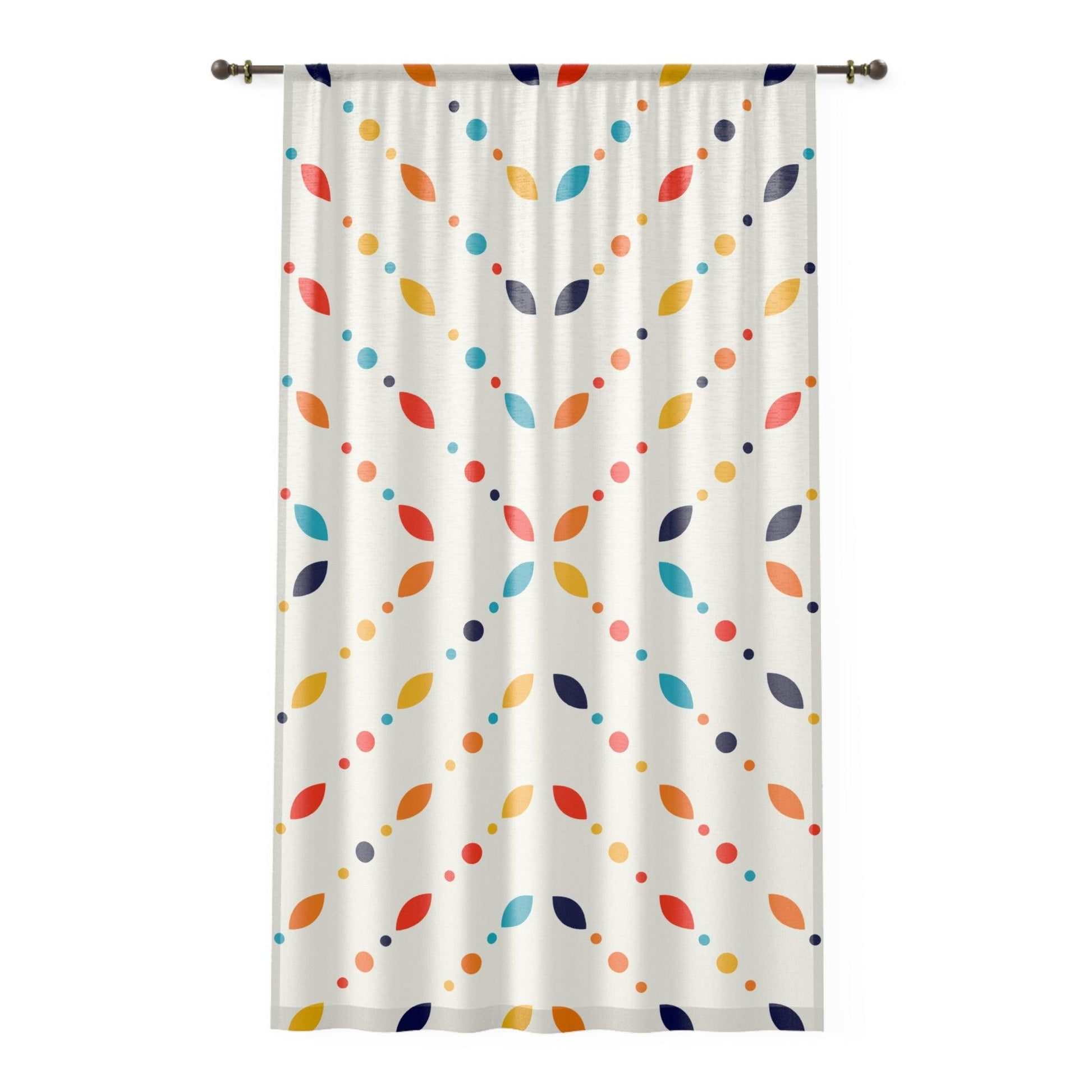 Retro Mid Century Modern Minimalist Multicolor Sheer Window Curtain | lovevisionkarma.com