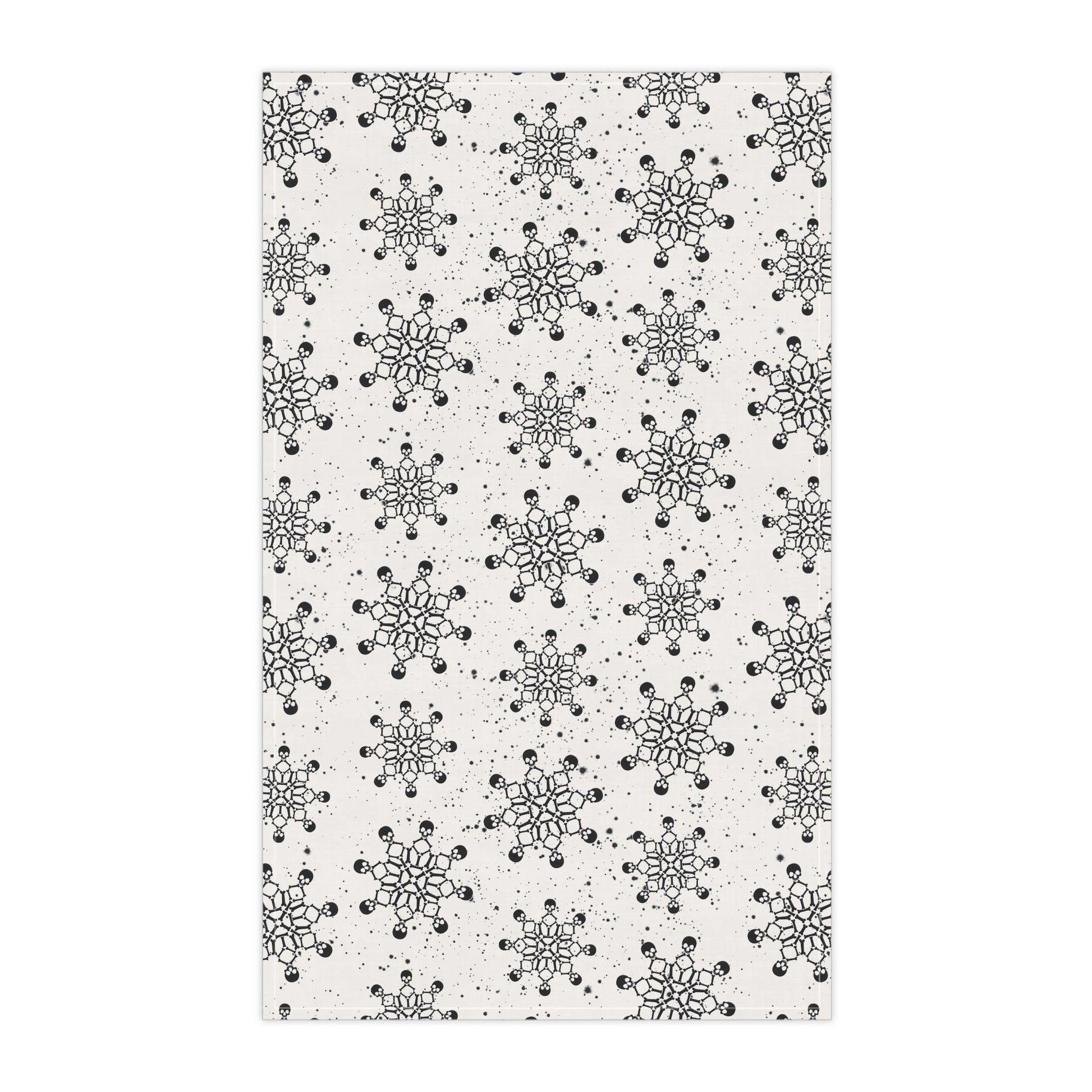 Goth Christmas Skull Snowflakes Creepmas White Kitchen Tea Towel | lovevisionkarma.com