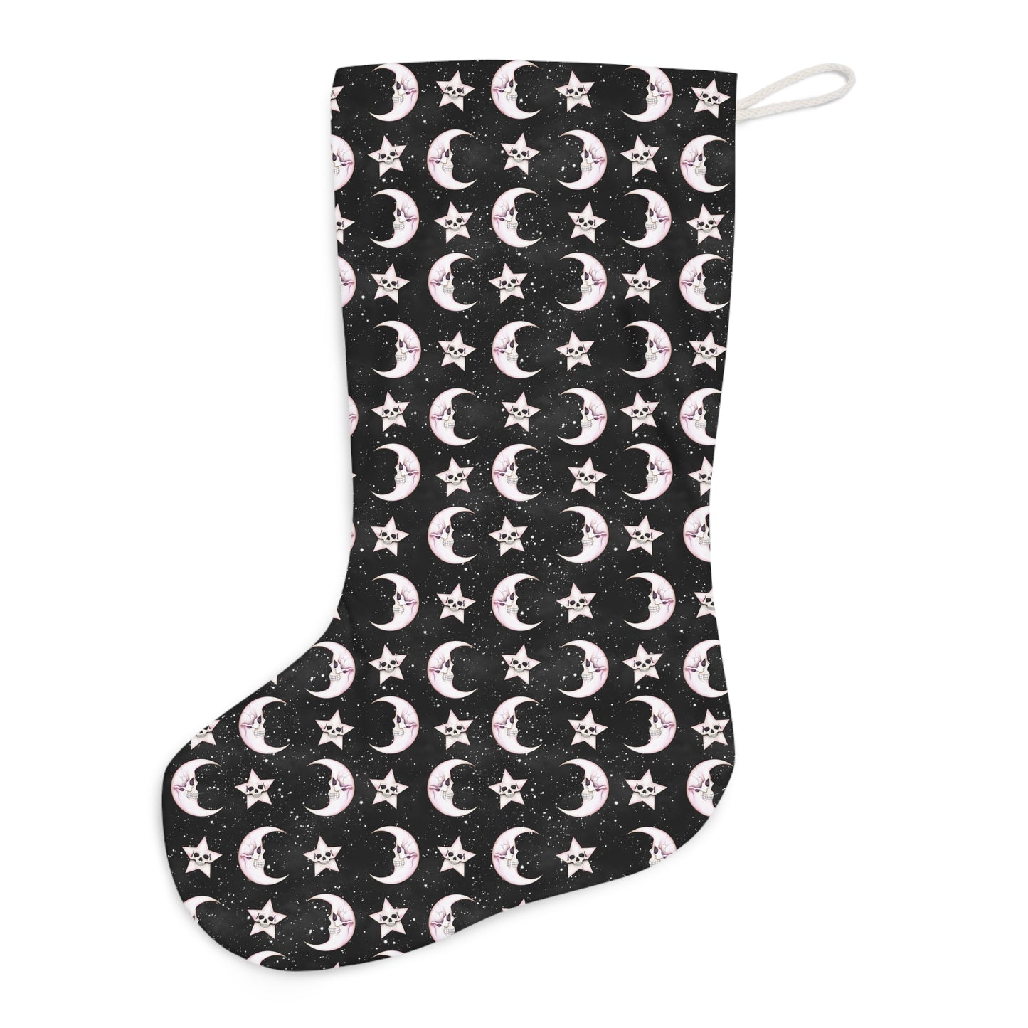 Goth Christmas Skull Stars and Moons Celestial Creepmas Black Holiday Stocking