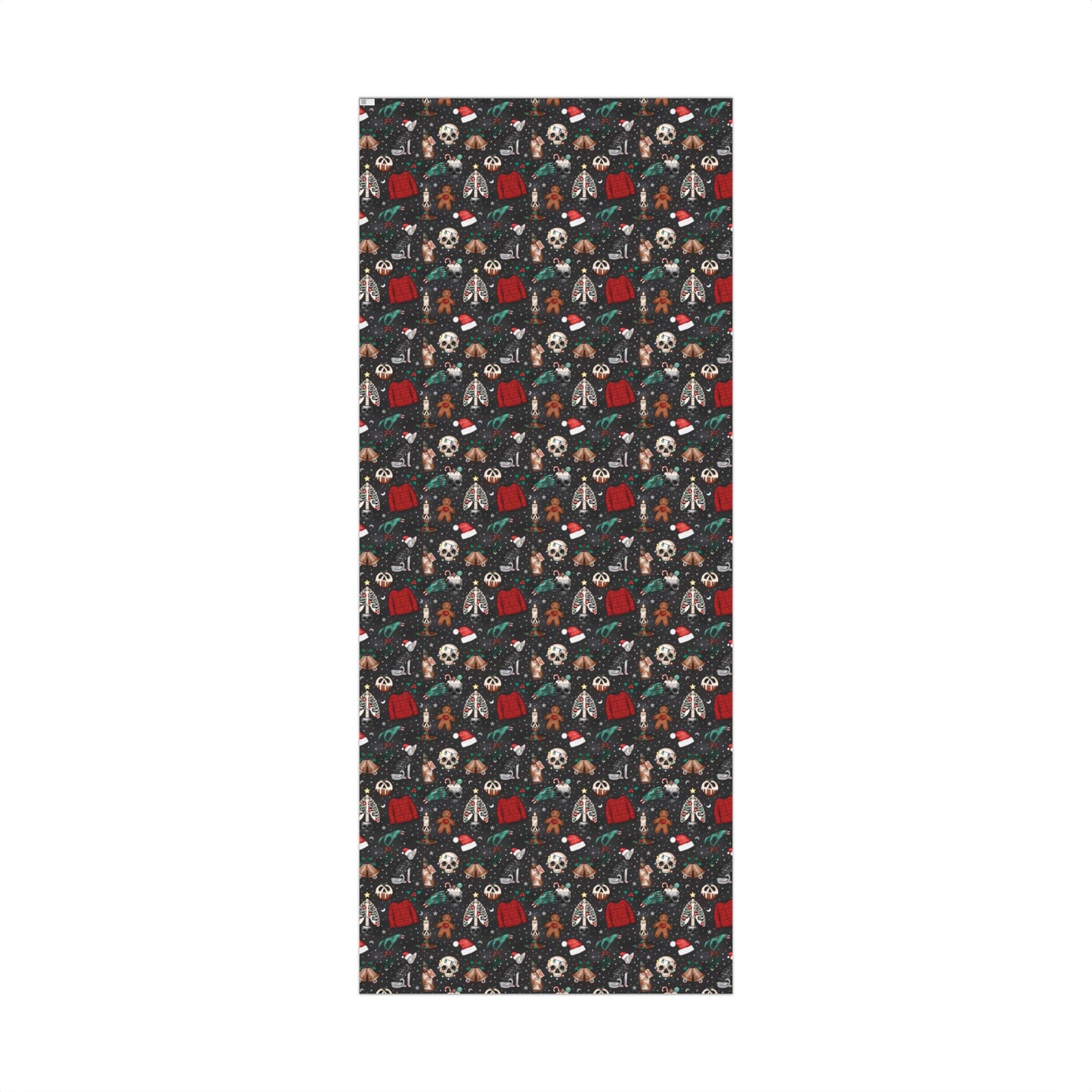 Kitschy Kawaii Goth Christmas, Creepy Cute Whimsigoth Creepmas Black Eco-Friendly Gift Wrap Paper