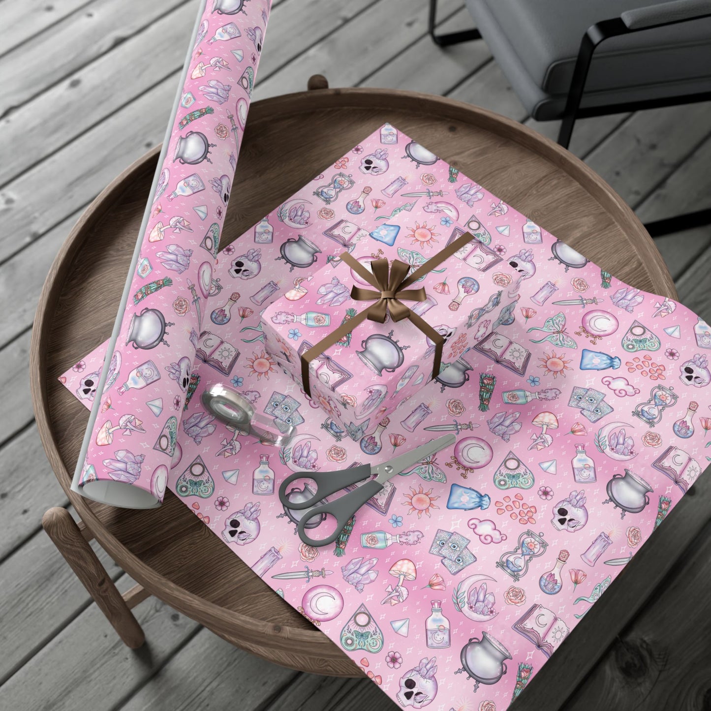 Witchy Pastel Goth Christmas, Kawaii Whimsigoth Pink Eco-Friendly Gift Wrap Paper