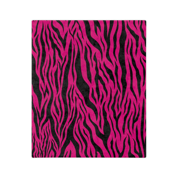 Pink Tiger Stripe Animal Print Velveteen Minky Blanket