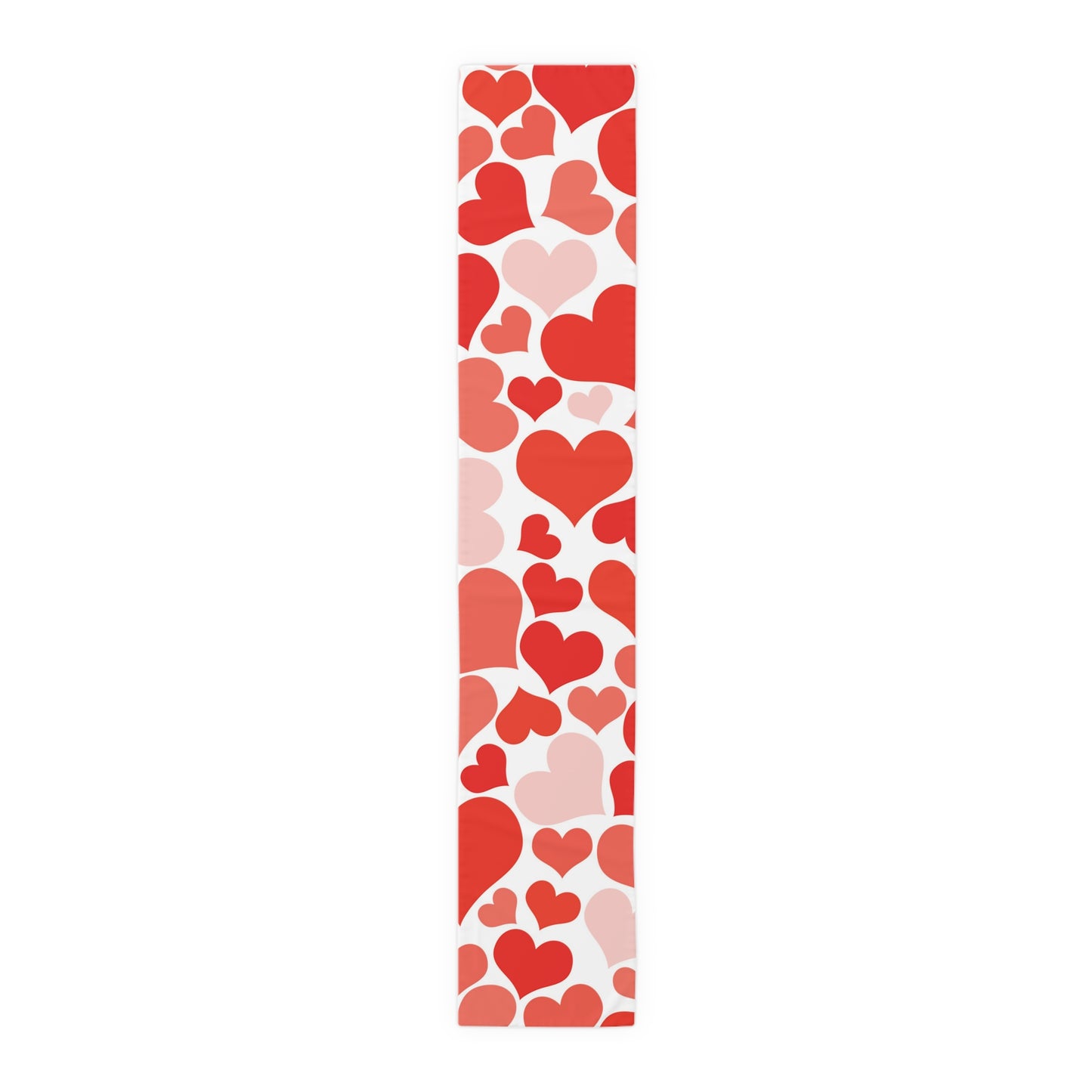 Bright Reddish Pink Hearts Valentine Table Runner