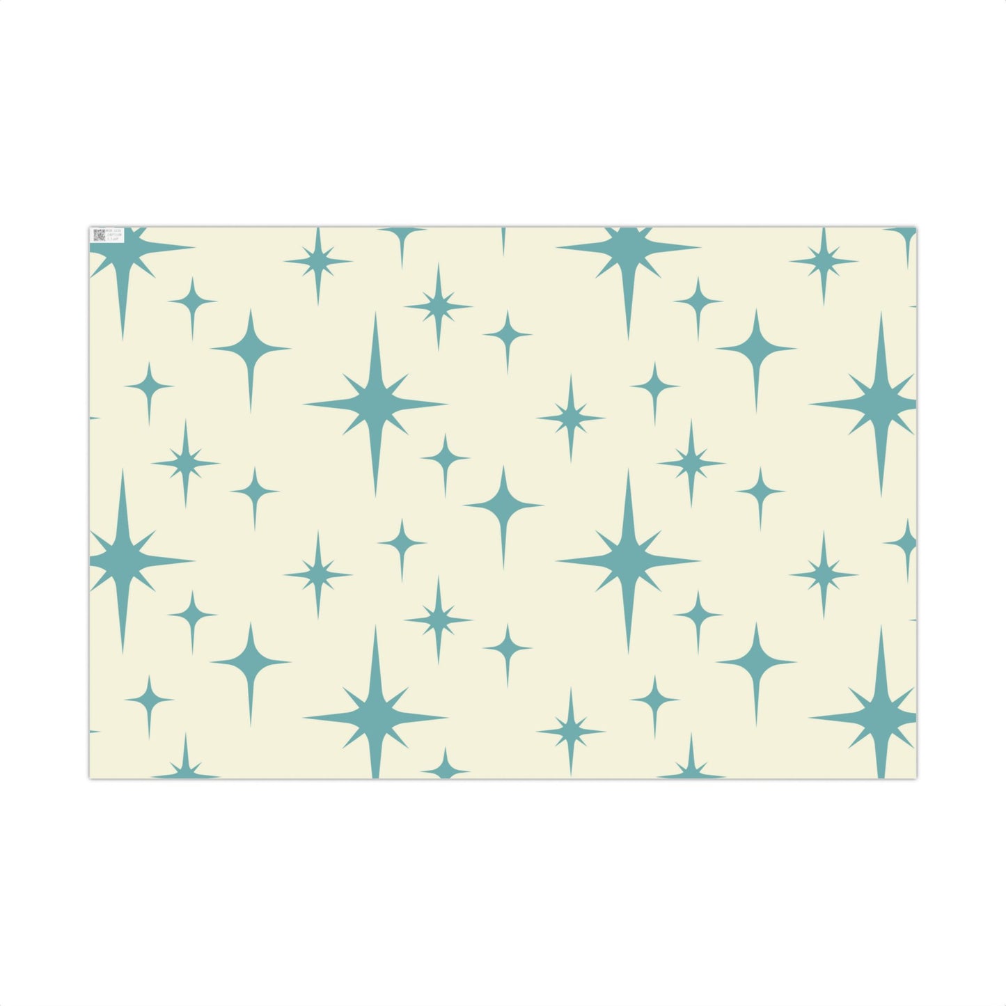 Large Starburst Version of Retro Atomic Starburst MCM Off-White & Blue Gift Wrapping Paper