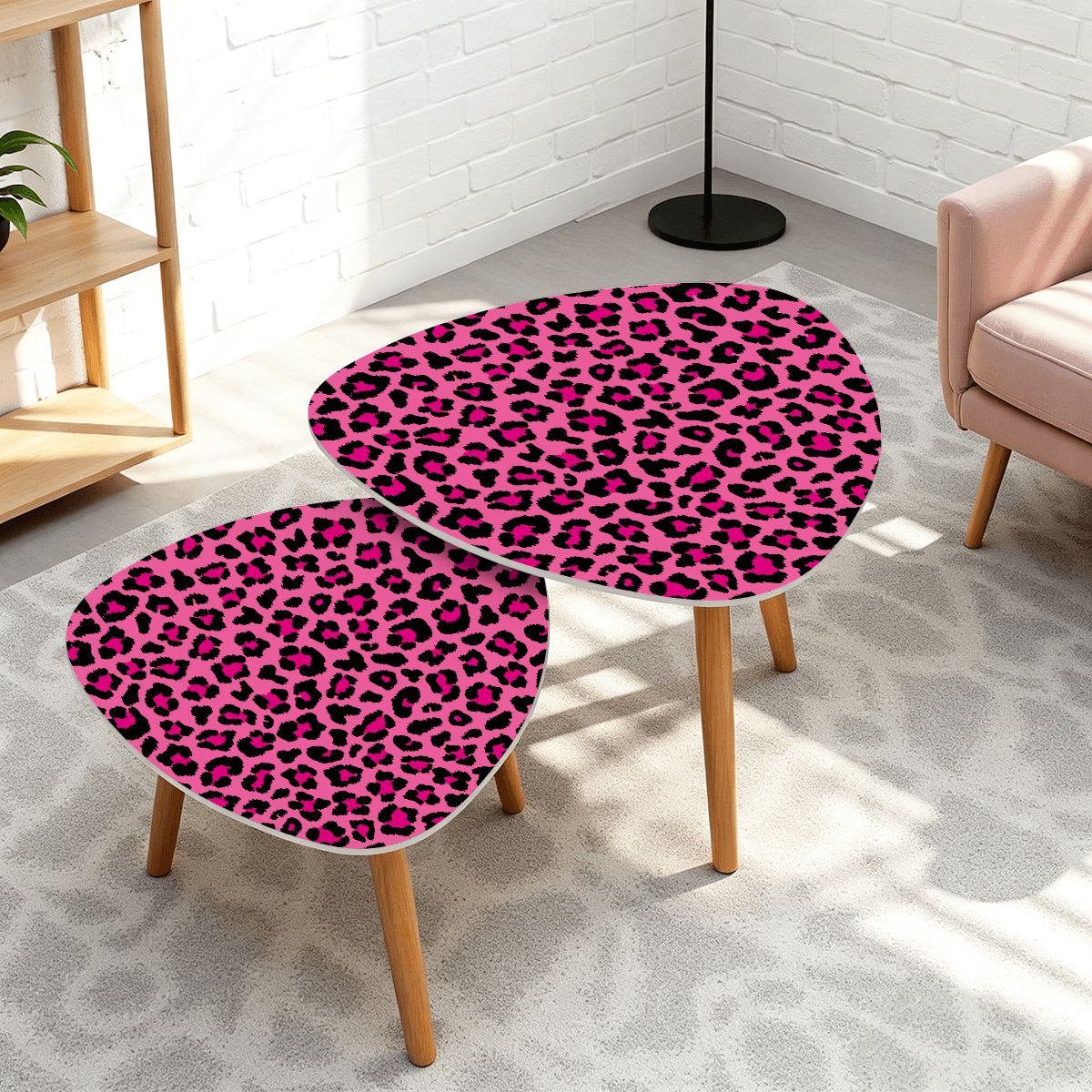 Pink Leopard Spots Cheetah Animal Print Nesting Accent Tables