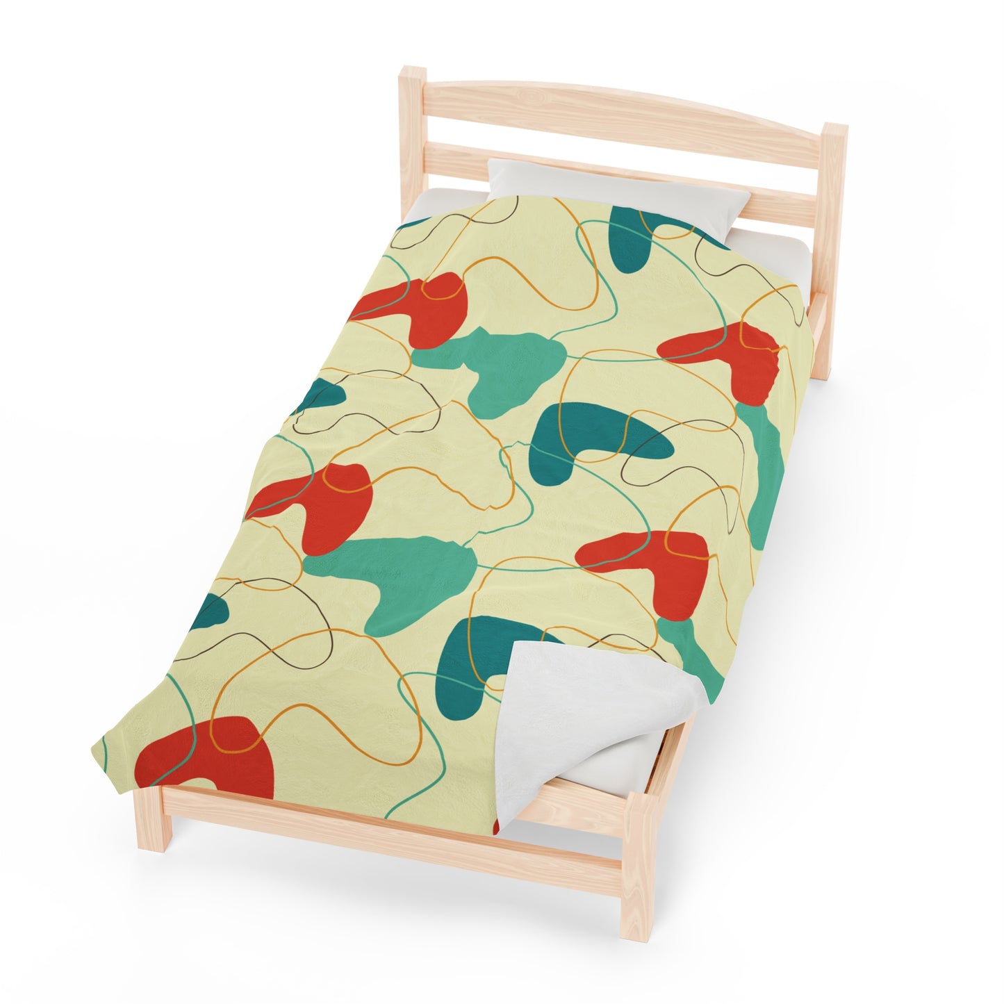 Retro 50's Atomic Boomerang Mid Century Mod Multicolor Velveteen Lightweight Blanket