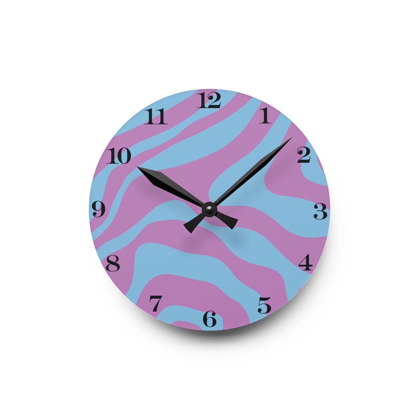 Retro Y2K Psychedelic Groovy Swirl Blue & Purple Mid Century Mod Acrylic Wall Clock