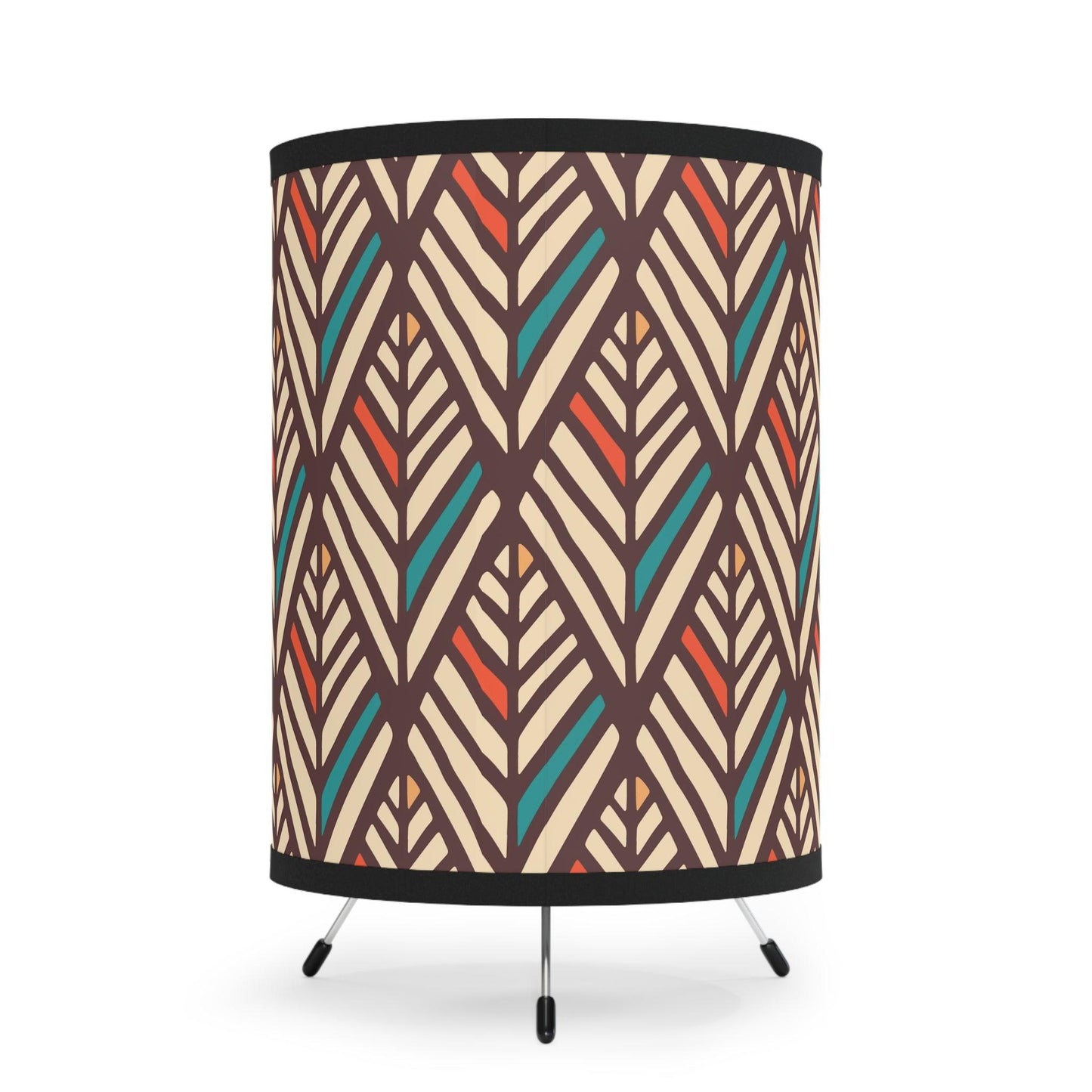 Retro Boho Feather MCM Multicolor Tabletop Tripod Lamp | lovevisionkarma.com