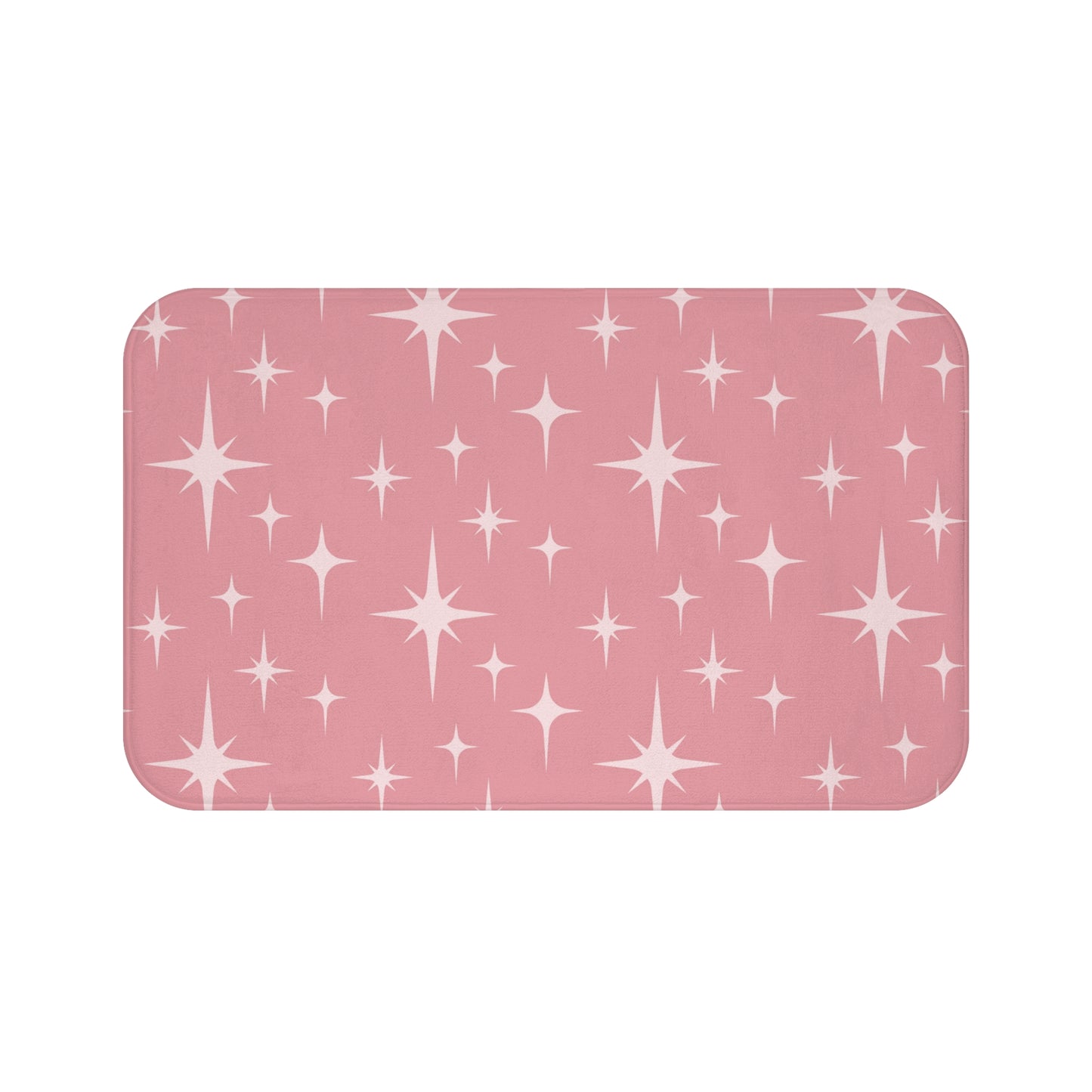 Retro 50s Atomic Starburst Pink Mid Century Modern Bath Mat