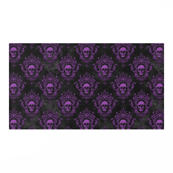 Gothic Purple Skulls, Victorian Glam Goth Anti-Slip Accent Rug