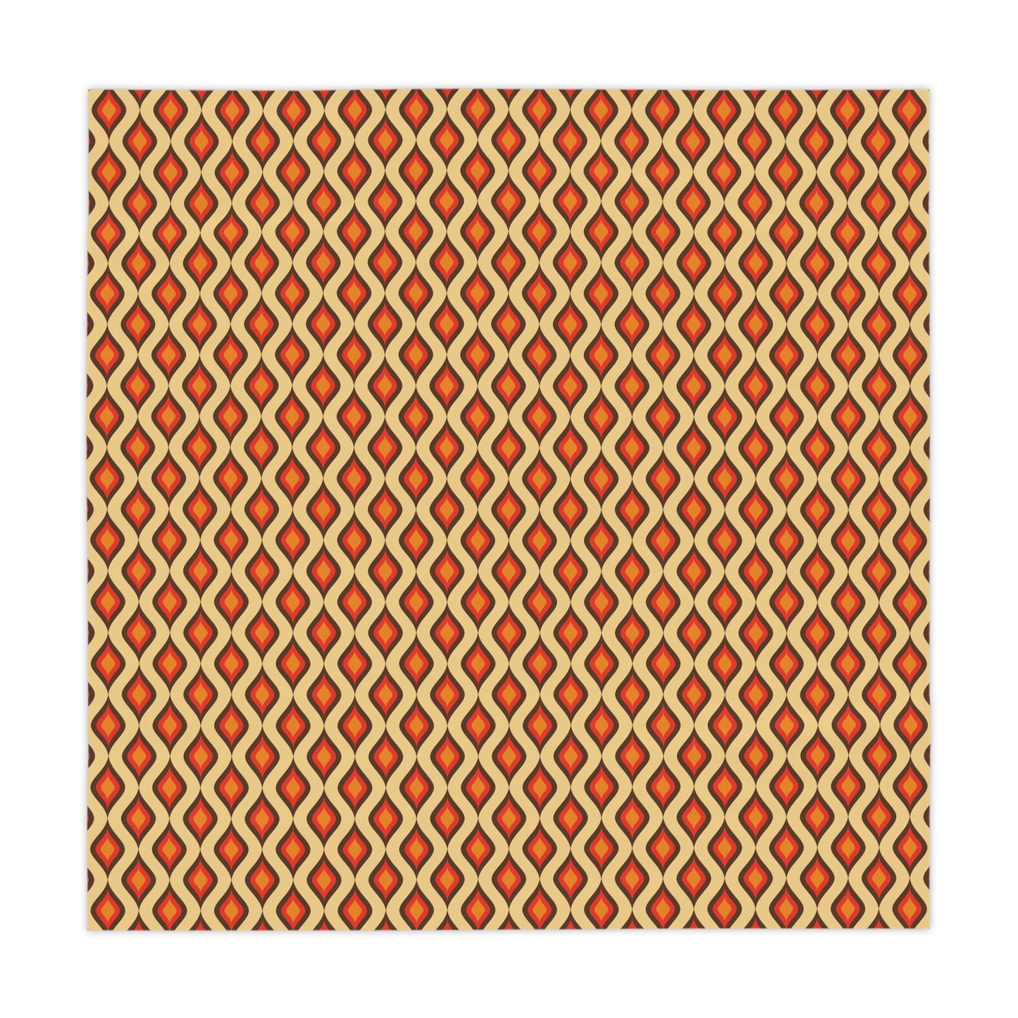 Retro 60s 70s Mid Century Mod Funky Geometric Mustard, Orange and Brown Tablecloth