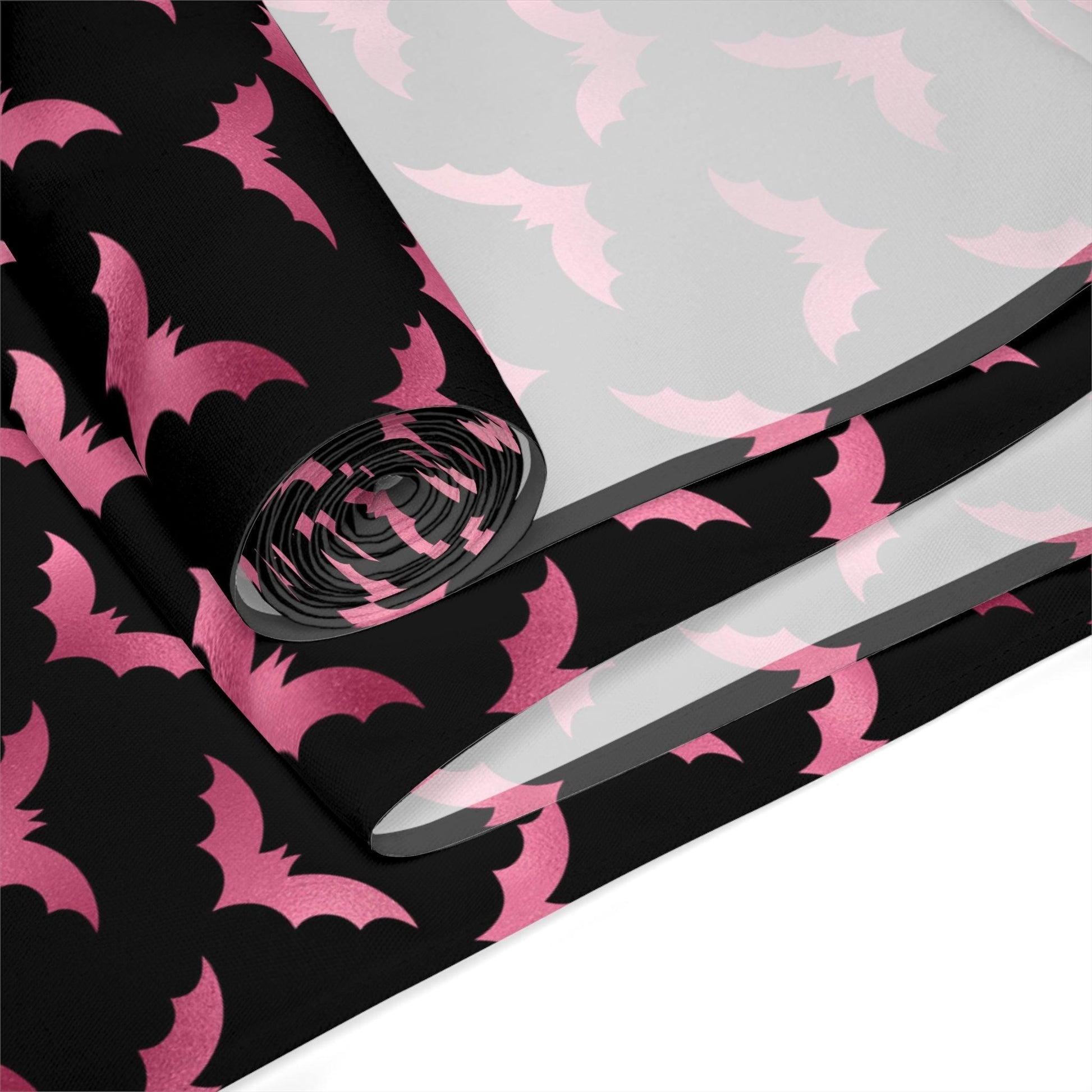 Pink Bats Spooky Halloween Glam Goth Black Table Runner | lovevisionkarma.com