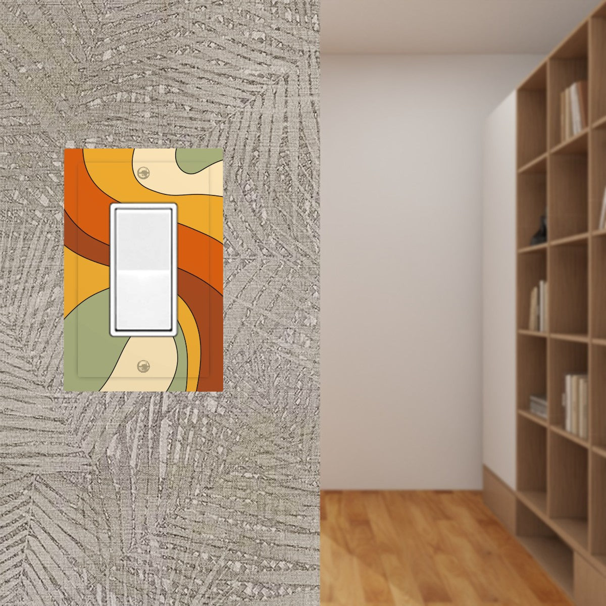Groovy 60s 70s Mod Retro Orange, Yellow, Green Mid Century Mod Rocker Light Switch Cover (1 Gang Wall Plate)