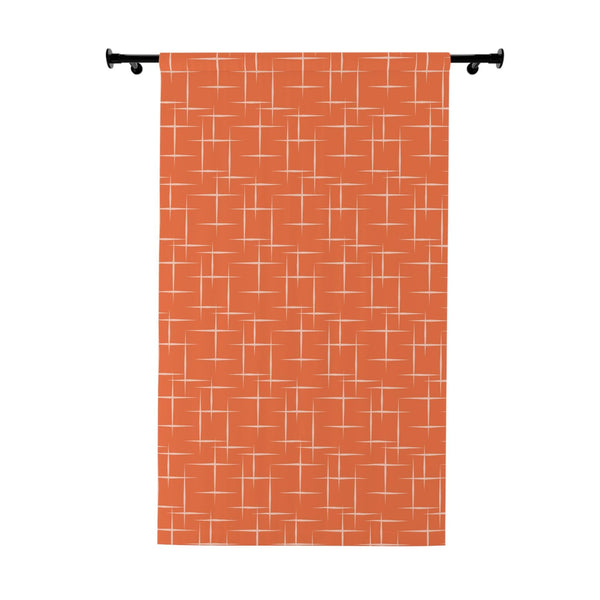 Retro 50s Mid Century Modern Orange Blackout Window Curtain
