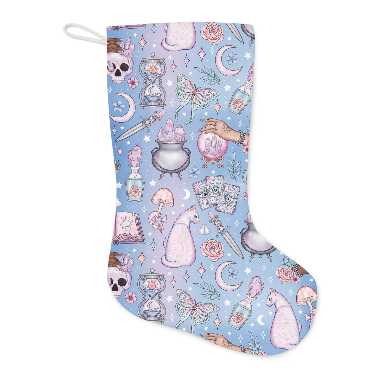 Pastel Goth Witchy Kawaii Blue Soft Goth Christmas Holiday Stocking