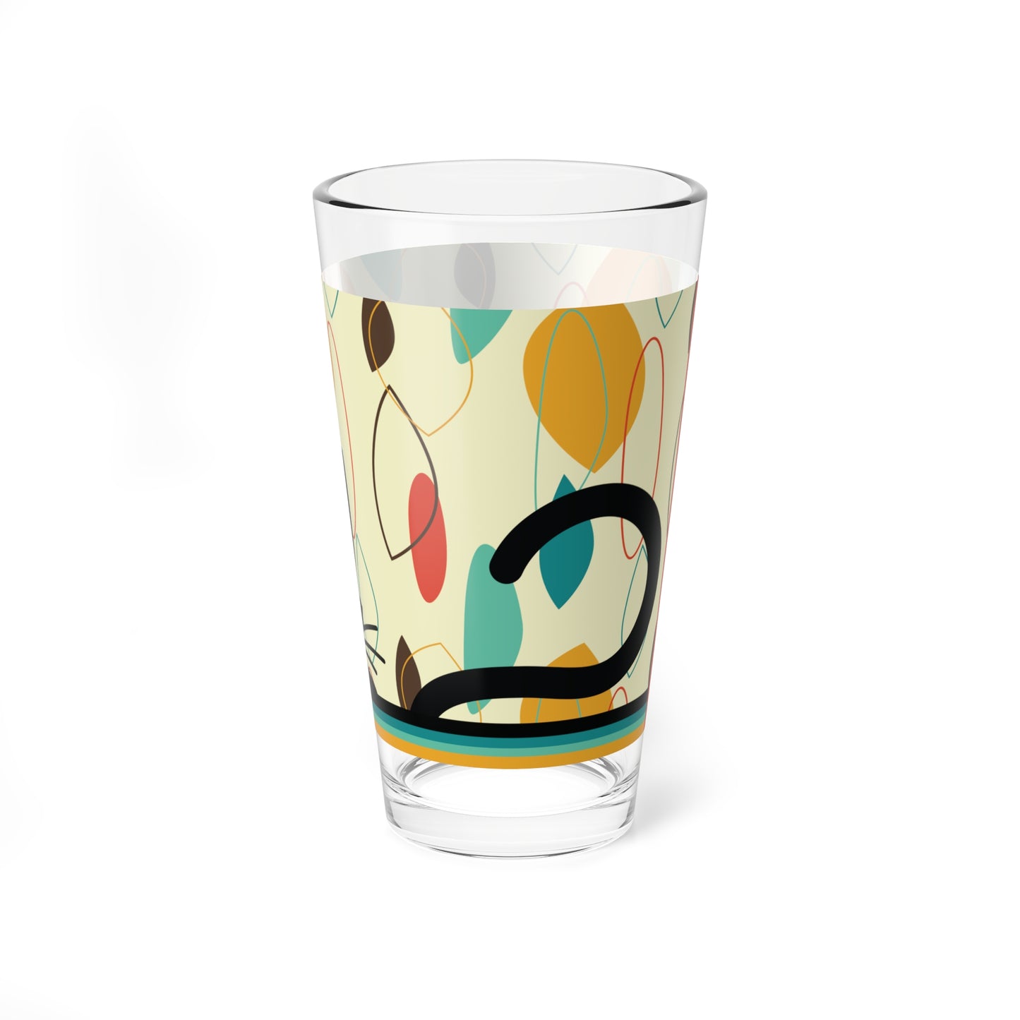 Retro 50s Atomic Black Cat Mid Century Modern Abstract Multicolor Pint Glass