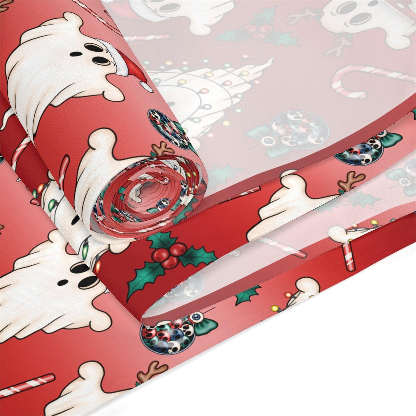 Goth Christmas Ghosts, Kitschy Creepmas & Gothmas Holiday Red Table Runner | lovevisionkarma.com