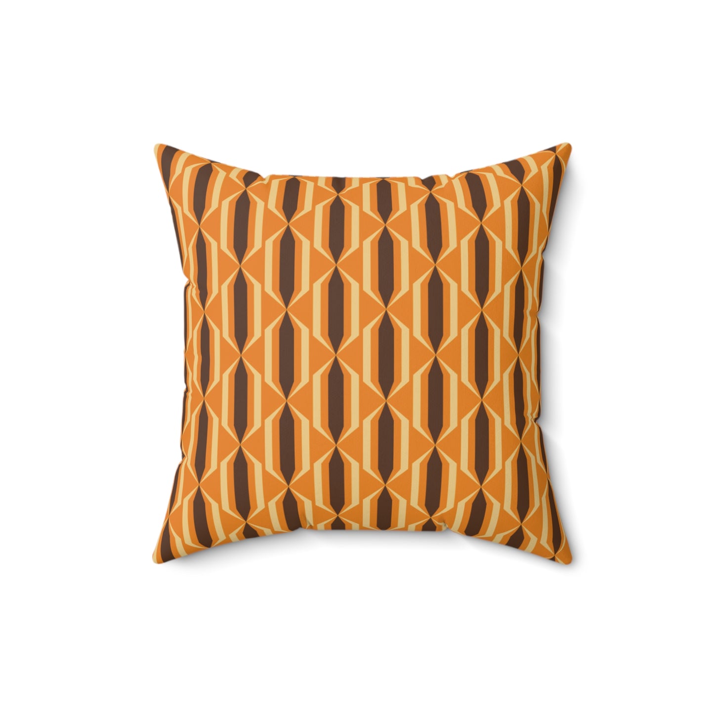 Retro 70s Mid Century Mod Funky Orange & Brown Throw Pillow