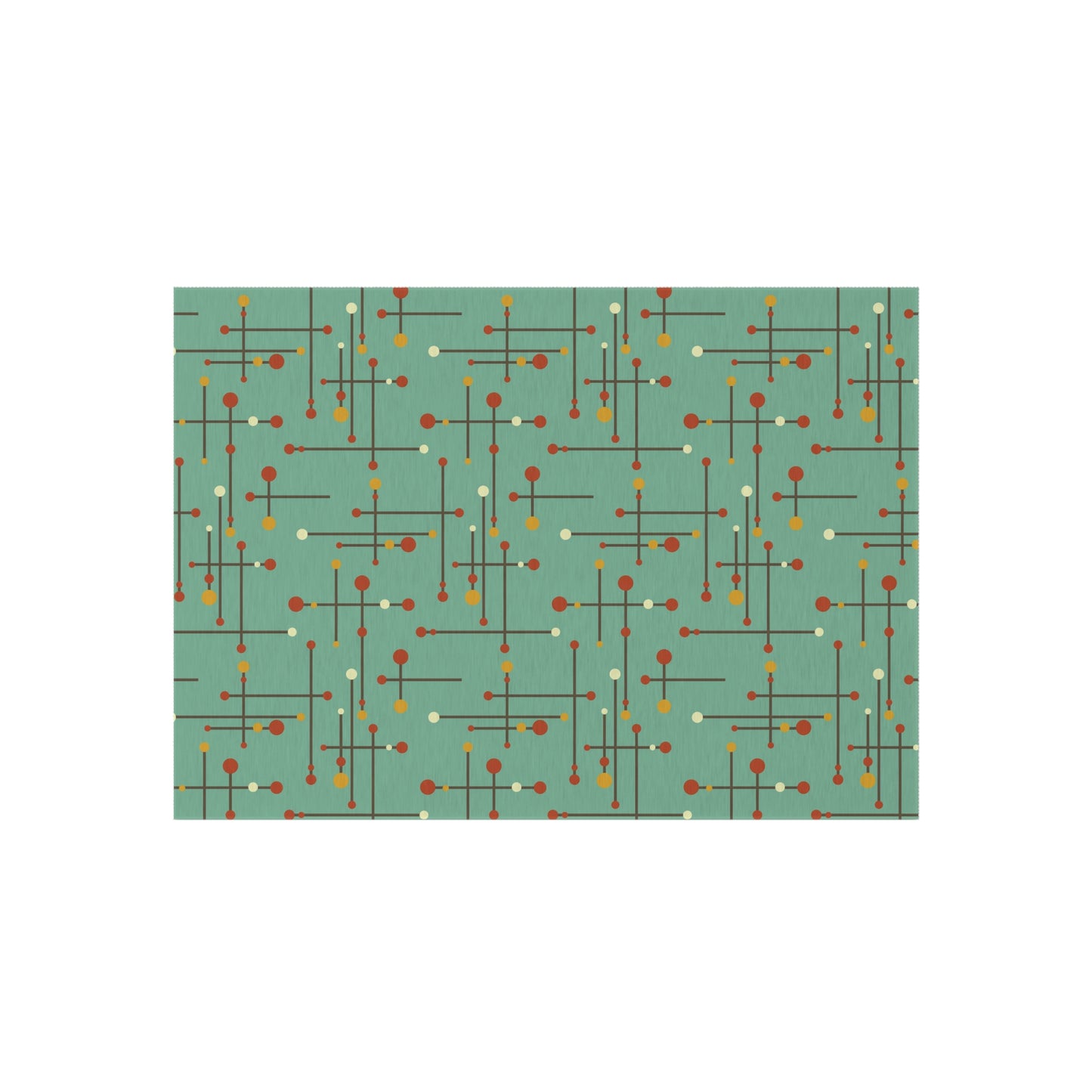 Retro 50's Eames Inspired Mid Century Mod Lines Anti-Slip Teal Blue Indoor/Outdoor Accent Rug