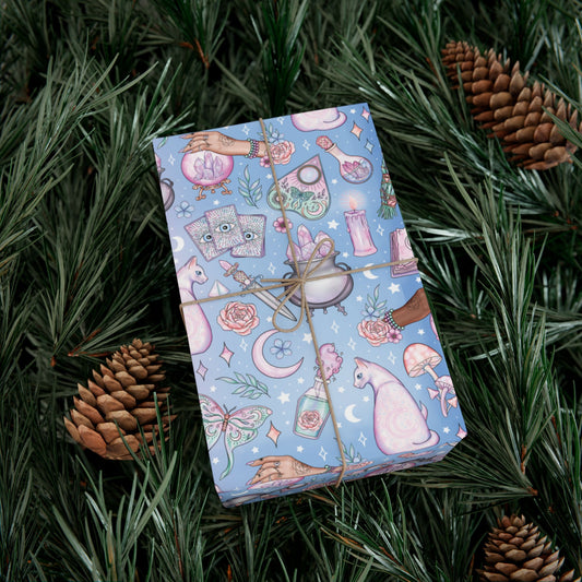 Kawaii Pastel Goth, Witchy Whimsigoth Blue Eco-Friendly Gift Wrap