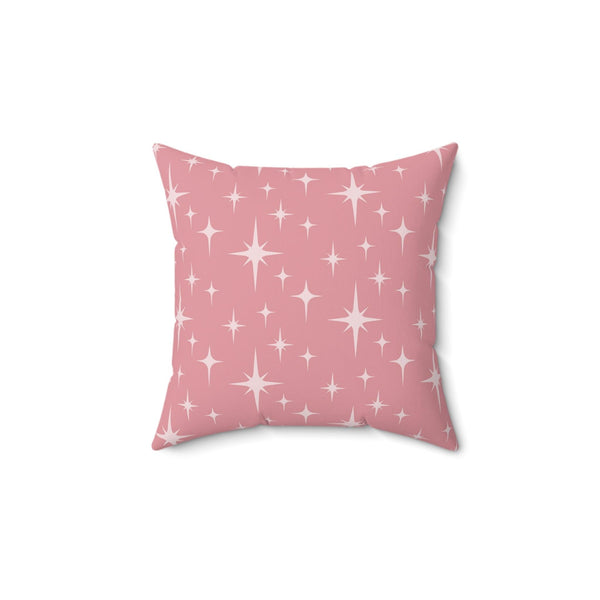 Retro 50s Atomic Starburst Pink Mid Century Modern Pillow