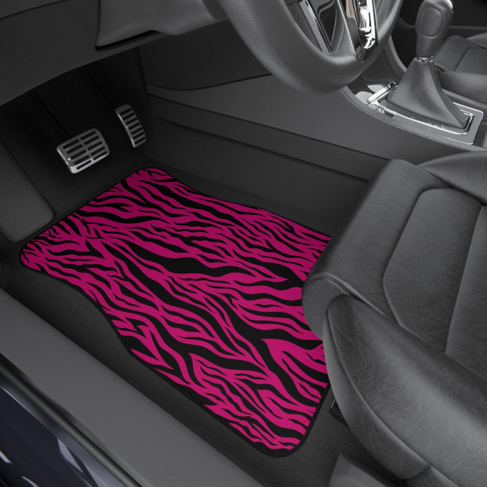 Pink Tiger Stripe Animal Print Car Mats (Set of 4) | lovevisionkarma.com