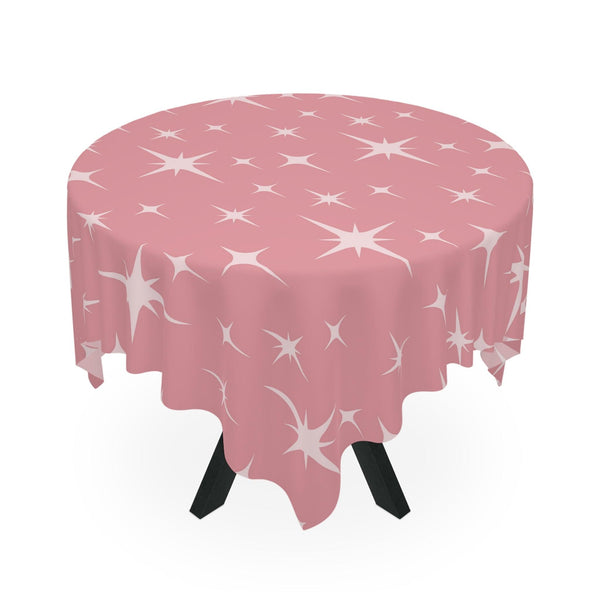 Retro 50s Atomic Starburst Pink Mid Century Modern Tablecloth