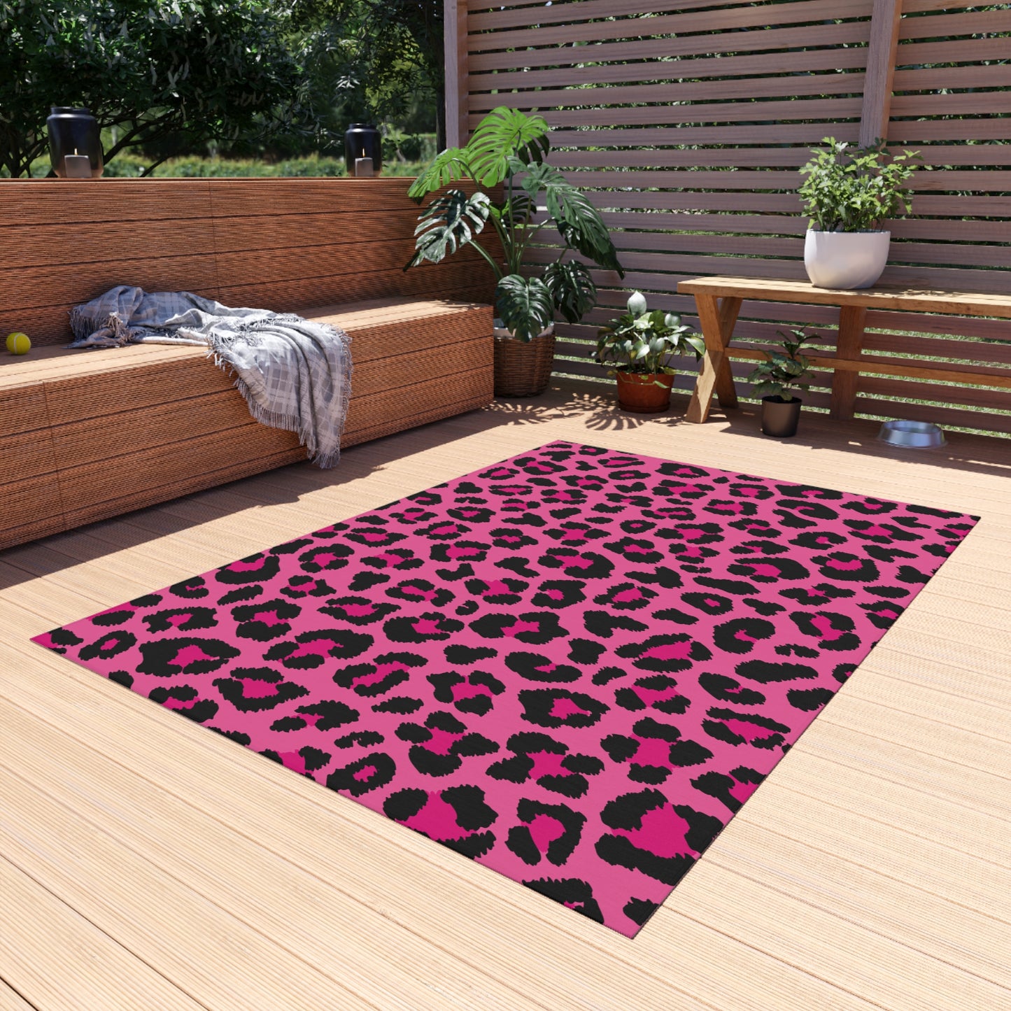 Pink Leopard Cheetah Animal Print Indoor/Outdoor Accent Rug