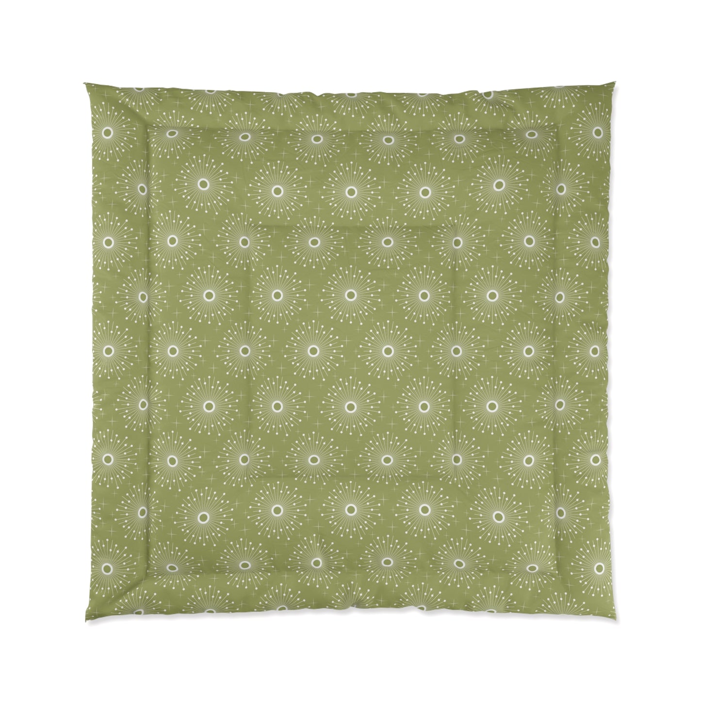 Retro 50's Atomic Bursts Mid Century Modern Green Comforter