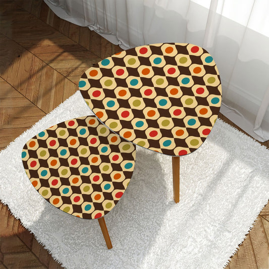 Retro 60s 70s Geometric Mid Century Modern Multicolor Nesting Accent Tables