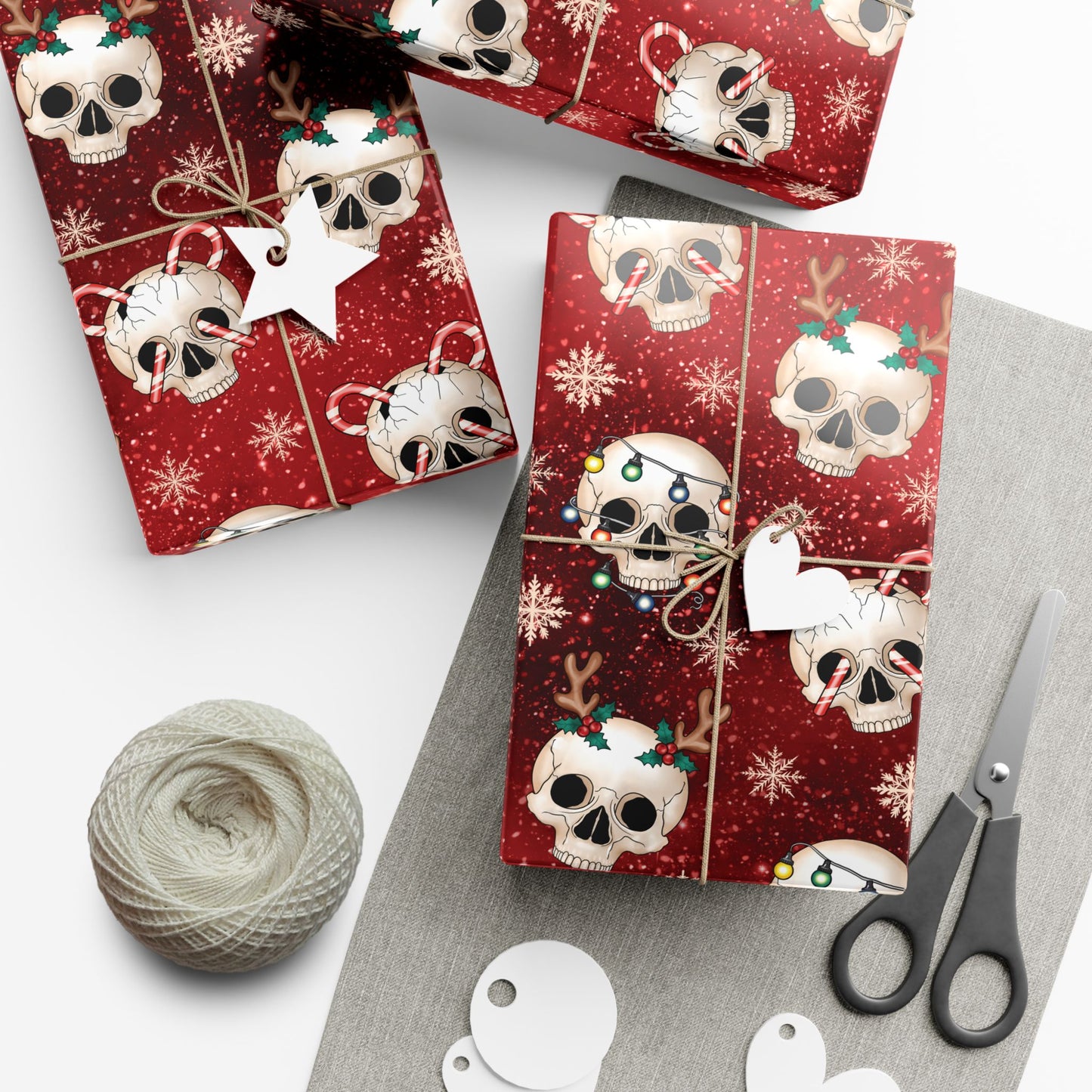 Goth Christmas Skulls Festive Red Creepmas Eco-Friendly Gift Wrap