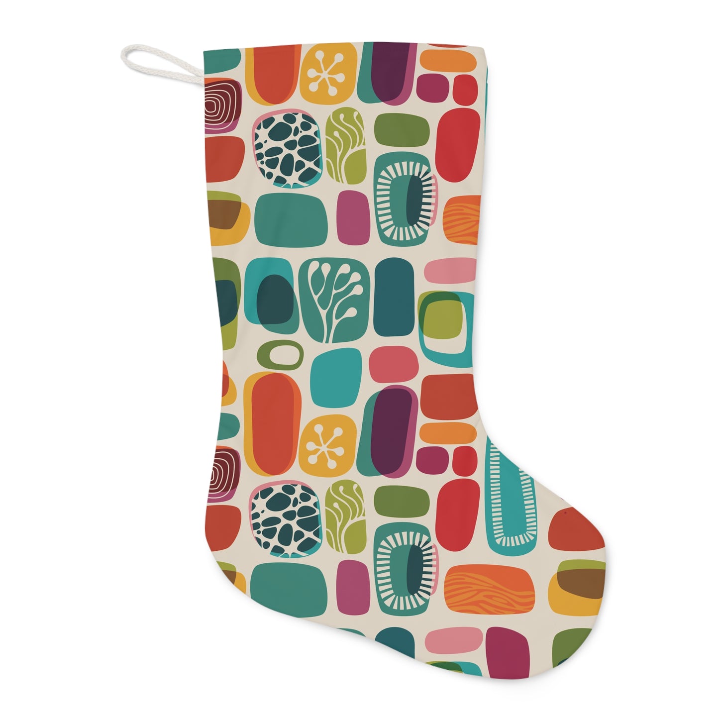 Retro 50s 60s Mid Century Mod Vibrant Abstract Christmas Stocking