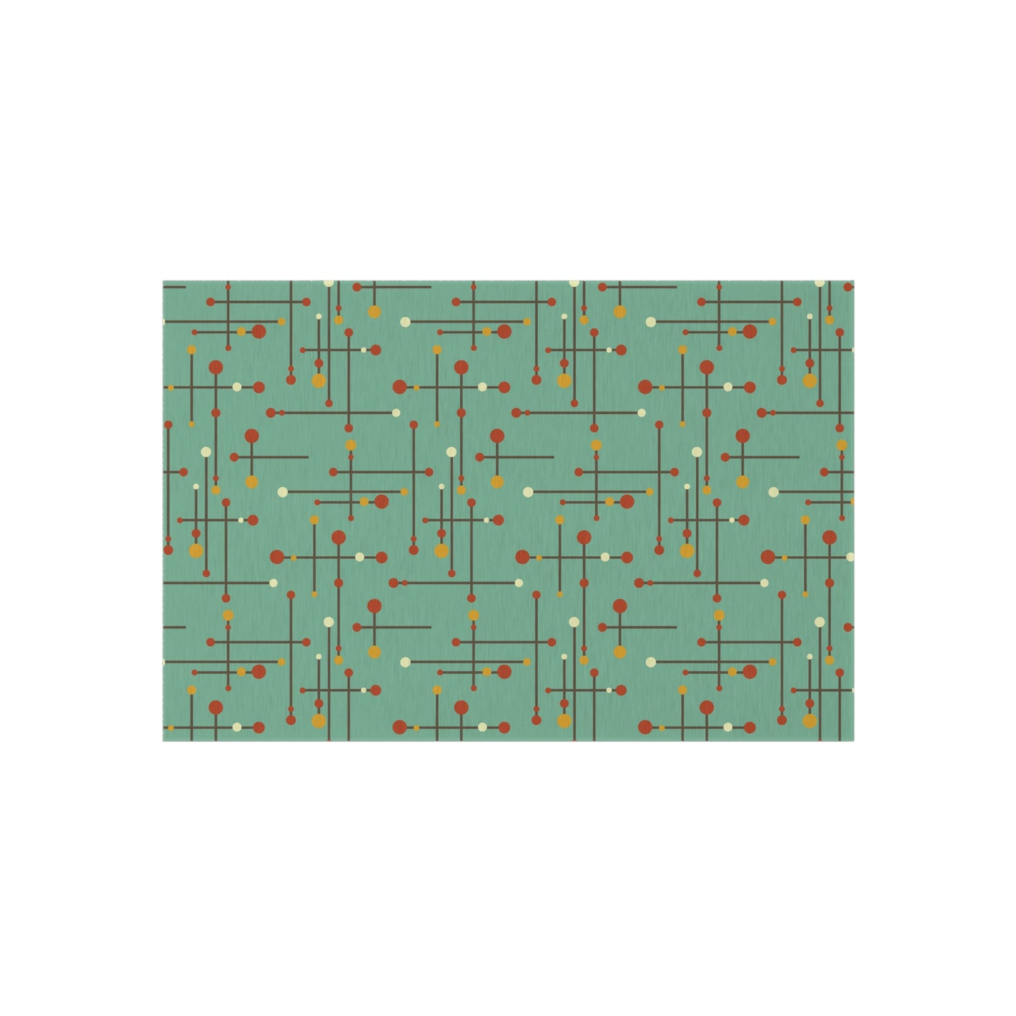 Retro 50's Eames Inspired Mid Century Mod Lines Anti-Slip Teal Blue Indoor/Outdoor Accent Rug