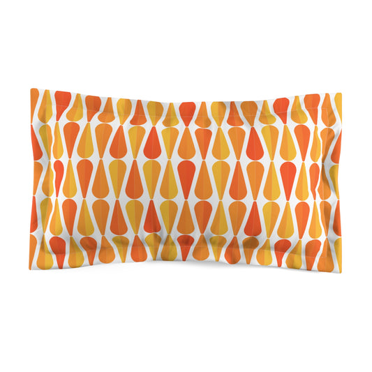 Retro 60s 70s Mid Century Modern Geometric Orange and Yellow Pillow Sham